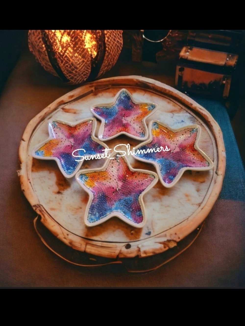 4pc Sigrid Olsen Starfish Melamine 6" Snack Appetizer Dessert Plate Set NEW